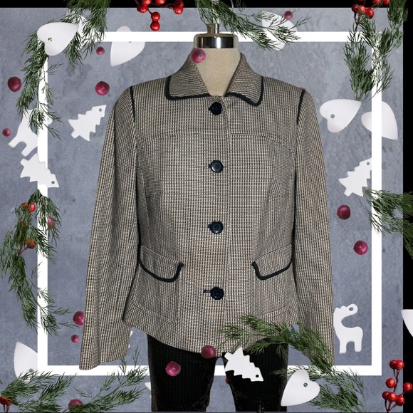 Ann Taylor Loft Petites Plaid black and white Coat - Picture 4 of 12